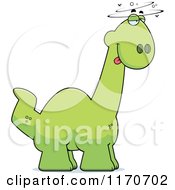 Cartoon Of A Drunk Or Dumb Apatosaurus Dinosaur Royalty Free Vector Clipart