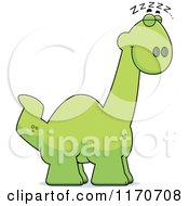 Cartoon Of A Sleeping Apatosaurus Dinosaur Royalty Free Vector Clipart