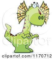 Cartoon Of A Happy Dilophosaurus Dinosaur Royalty Free Vector Clipart by Cory Thoman