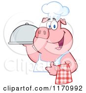 Poster, Art Print Of Chef Pig With A Cloche Platter