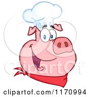Cartoon Of A Chef Pig Wearing A Hat Royalty Free Vector Clipart by Hit Toon