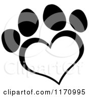 Poster, Art Print Of Black And White Heart Shaped Paw Print