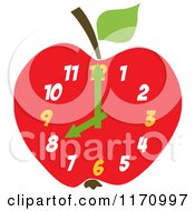 Cartoon Of A Red Apple Clock Royalty Free Vector Clipart by Hit Toon