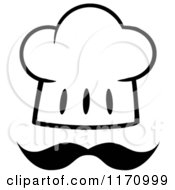 Cartoon Of A Black And White Chef Hat And Mustache Royalty Free Vector Clipart by Hit Toon