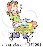 Cartoon Of An Angry Woman Carrying A Laundry Basket Royalty Free Vector Clipart by Johnny Sajem