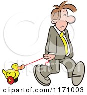 Poster, Art Print Of Businessman Pulling A Duck Toy