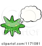 Clipart Of A Sad Thinking Alien Green Star Monster Royalty Free Stock Illustration