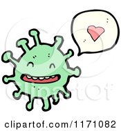 Green Monster Germ Beside Love Heart Thought Cloud
