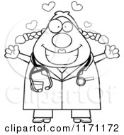 Cartoon Clipart Of A Loving Female Surgeon Doctor Or Veterinarian Vector Outlined Coloring Page