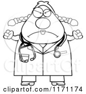 Cartoon Clipart Of A Mad Female Surgeon Doctor Or Veterinarian Vector Outlined Coloring Page