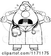 Cartoon Clipart Of A Screaming Female Surgeon Doctor Or Veterinarian Vector Outlined Coloring Page