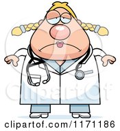 Cartoon Of A Depressed Female Surgeon Doctor Or Veterinarian Royalty Free Vector Clipart