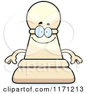 Cartoon Of A Happy White Chess Pawn Mascot Royalty Free Vector Clipart