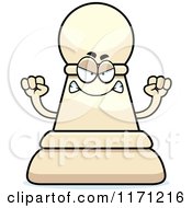 Cartoon Of A Mad White Chess Pawn Mascot Royalty Free Vector Clipart