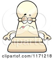 Cartoon Of A Sick White Chess Pawn Mascot Royalty Free Vector Clipart
