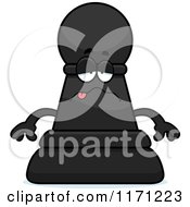 Cartoon Of A Sick Black Chess Pawn Mascot Royalty Free Vector Clipart