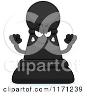Cartoon Of A Mad Black Chess Pawn Mascot Royalty Free Vector Clipart