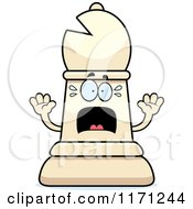 Cartoon Of A Screaming White Chess Bishop Piece Royalty Free Vector Clipart