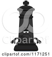 Cartoon Of A Depressed Black Chess King Royalty Free Vector Clipart