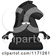 Poster, Art Print Of Depressed Black Chess Knight Mascot
