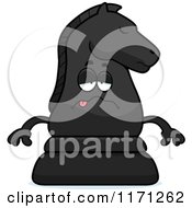 Cartoon Of A Sick Black Chess Knight Mascot Royalty Free Vector Clipart