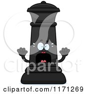 Cartoon Of A Screaming Black Chess Queen Mascot Royalty Free Vector Clipart