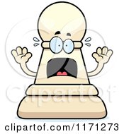 Cartoon Of A Screaming White Chess Pawn Mascot Royalty Free Vector Clipart