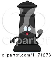 Cartoon Of A Waving Black Chess Queen Mascot Royalty Free Vector Clipart