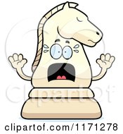 Cartoon Of A Screaming White Chess Knight Mascot Royalty Free Vector Clipart