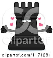 Poster, Art Print Of Loving Black Chess Rook Mascot Wanting A Hug