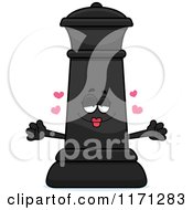 Cartoon Of A Loving Black Chess Queen Mascot Wanting A Hug Royalty Free Vector Clipart