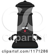 Cartoon Of A Depressed Black Chess Queen Mascot Royalty Free Vector Clipart