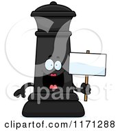 Poster, Art Print Of Happy Black Chess Queen Mascot Holding A Sign