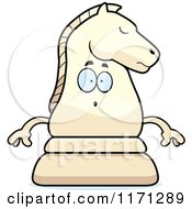 Cartoon Of A Surprised White Chess Knight Mascot Royalty Free Vector Clipart