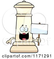 Poster, Art Print Of Happy White Chess Queen Mascot Holding A Sign
