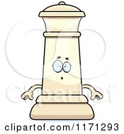 Cartoon Of A Surprised White Chess Queen Mascot Royalty Free Vector Clipart