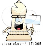 Poster, Art Print Of Happy White Chess Bishop Piece Holding A Sign