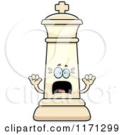 Cartoon Of A Screaming White Chess King Royalty Free Vector Clipart