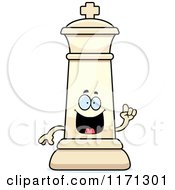 Cartoon Of A Smart White Chess King With An Idea Royalty Free Vector Clipart