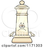 Cartoon Of A Depressed White Chess King Royalty Free Vector Clipart