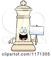 Poster, Art Print Of Happy White Chess King Holding A Sign