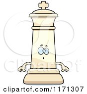 Cartoon Of A Surprised White Chess King Royalty Free Vector Clipart