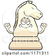 Cartoon Of A Mad White Chess Knight Mascot Royalty Free Vector Clipart