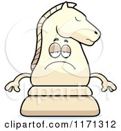 Cartoon Of A Depressed White Chess Knight Mascot Royalty Free Vector Clipart by Cory Thoman