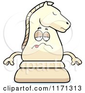 Cartoon Of A Sick White Chess Knight Mascot Royalty Free Vector Clipart by Cory Thoman