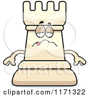 Cartoon Of A Sick White Chess Rook Mascot Royalty Free Vector Clipart by Cory Thoman