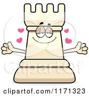 Cartoon Of A Loving White Chess Rook Mascot Wanting A Hug Royalty Free Vector Clipart by Cory Thoman