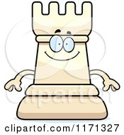 Cartoon Of A Happy White Chess Rook Mascot Royalty Free Vector Clipart