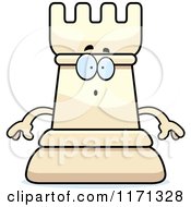 Cartoon Of A Surprised White Chess Rook Mascot Royalty Free Vector Clipart by Cory Thoman