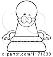 Cartoon Clipart Of A Happy Black Chess Pawn Mascot Vector Outlined Coloring Page